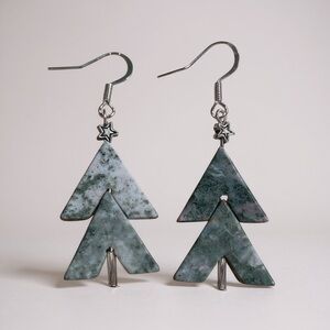 Handmade Jasper Christmas Tree Earrings
